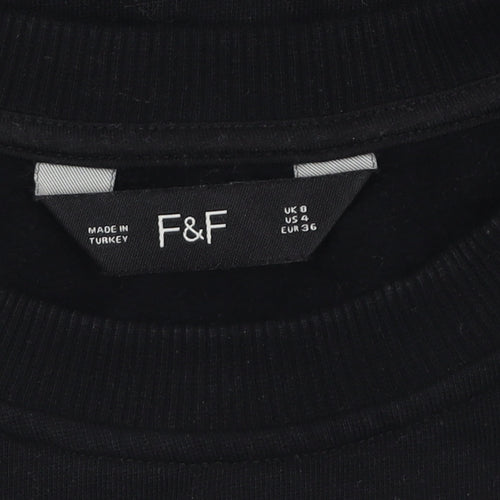F&F Women's Black Long Sleeve Pullover Sweatshirt Dress UK 8