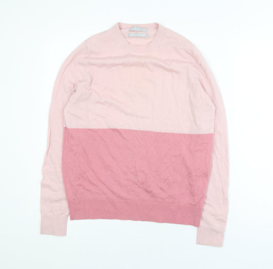 Marks and Spencer Womens Pink Merino Wool Crew Neck Jumper Size 14