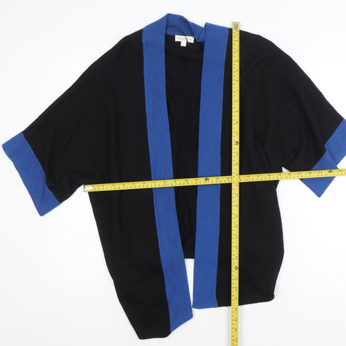 Monsoon Women Black Blue Knit Open Dolman Cardigan L