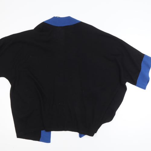 Monsoon Women Black Blue Knit Open Dolman Cardigan L