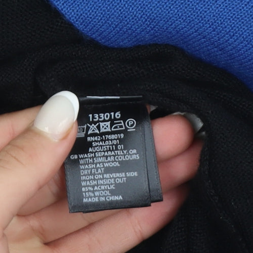 Monsoon Women Black Blue Knit Open Dolman Cardigan L