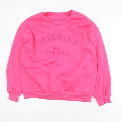 SHEIN Womens Pink 'Brooklyn New York' Pullover Sweatshirt Size 10
