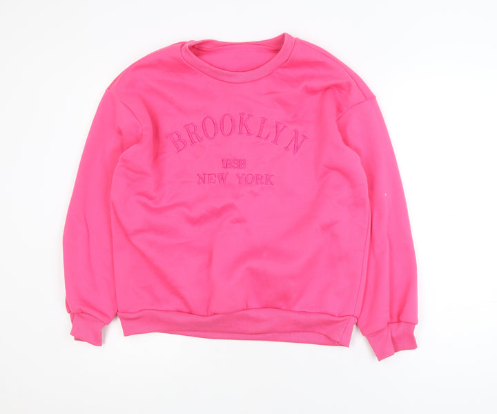 SHEIN Womens Pink 'Brooklyn New York' Pullover Sweatshirt Size 10