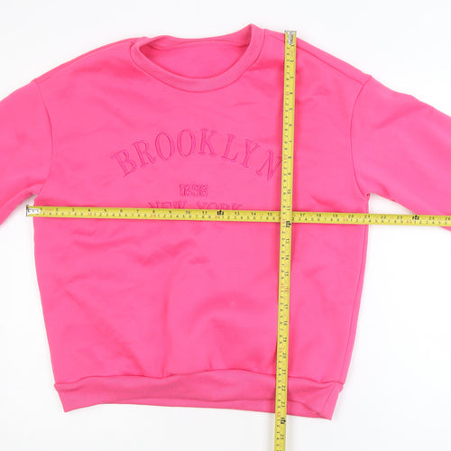 SHEIN Womens Pink 'Brooklyn New York' Pullover Sweatshirt Size 10