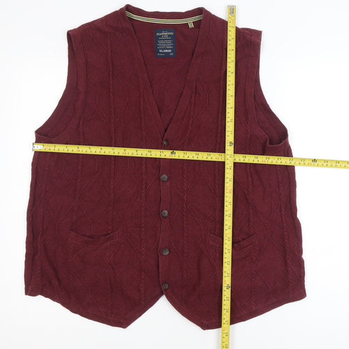 Hammond & Co Unisex Red Sleeveless Knit Button-Up Vest XL