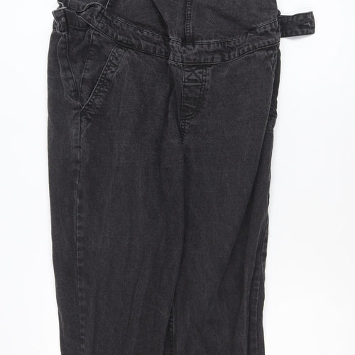 ASOS DESIGN Women Black Denim Dungaree Jumpsuit Size 12