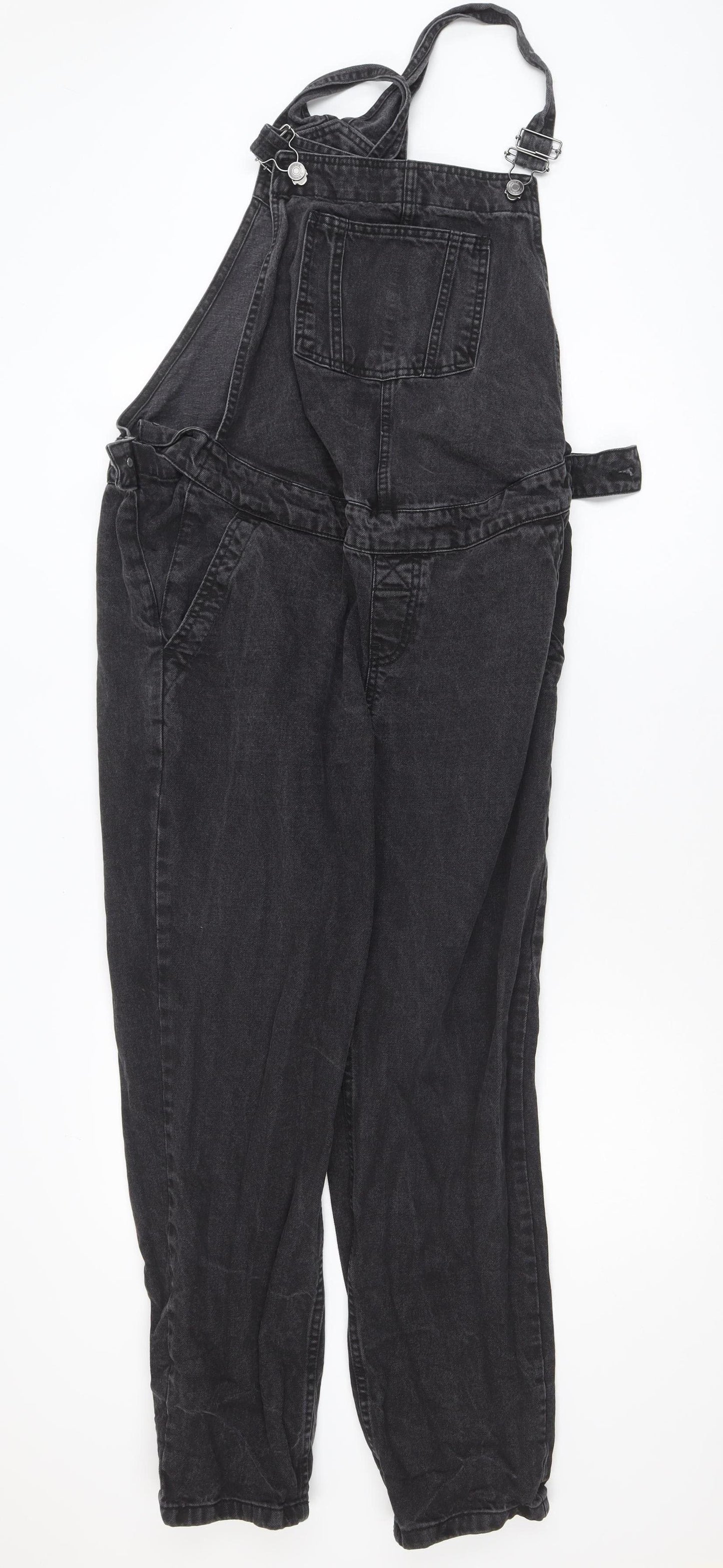 ASOS DESIGN Women Black Denim Dungaree Jumpsuit Size 12