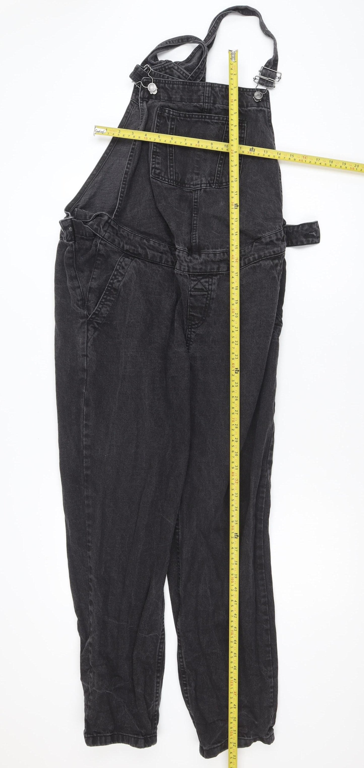 ASOS DESIGN Women Black Denim Dungaree Jumpsuit Size 12