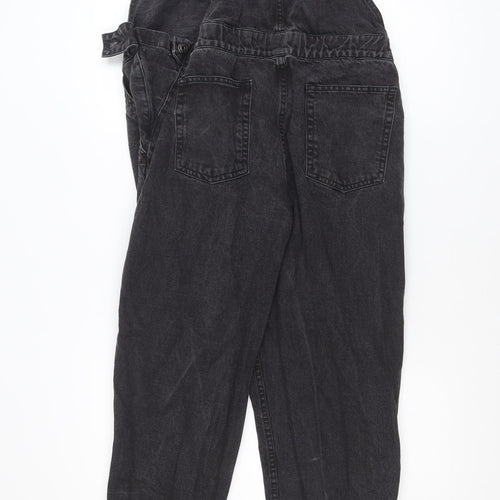 ASOS DESIGN Women Black Denim Dungaree Jumpsuit Size 12
