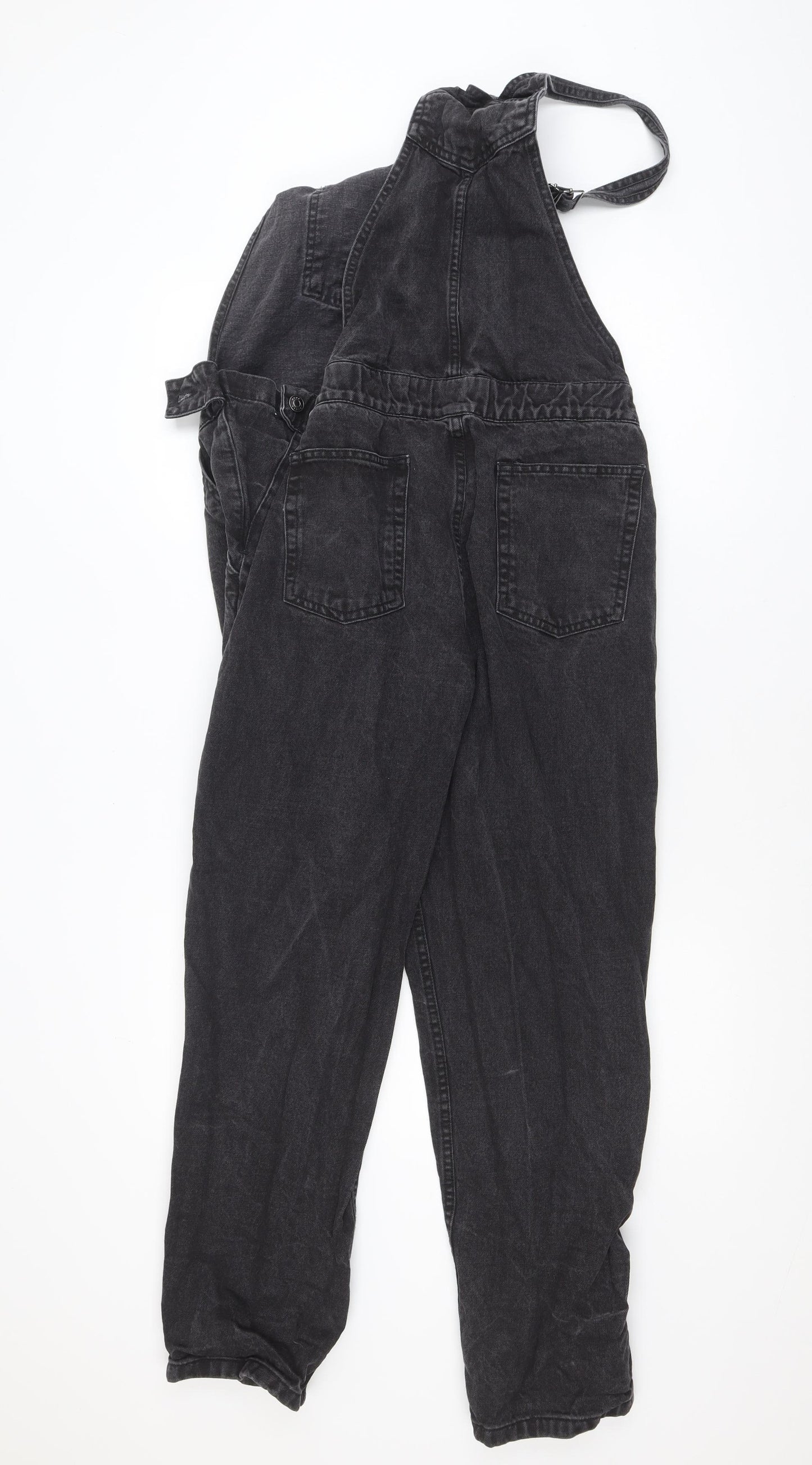 ASOS DESIGN Women Black Denim Dungaree Jumpsuit Size 12