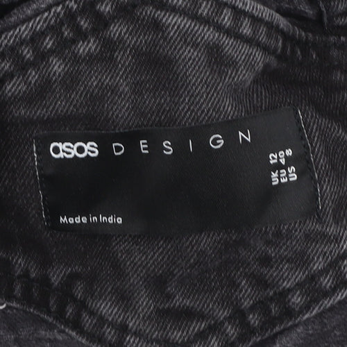 ASOS DESIGN Women Black Denim Dungaree Jumpsuit Size 12
