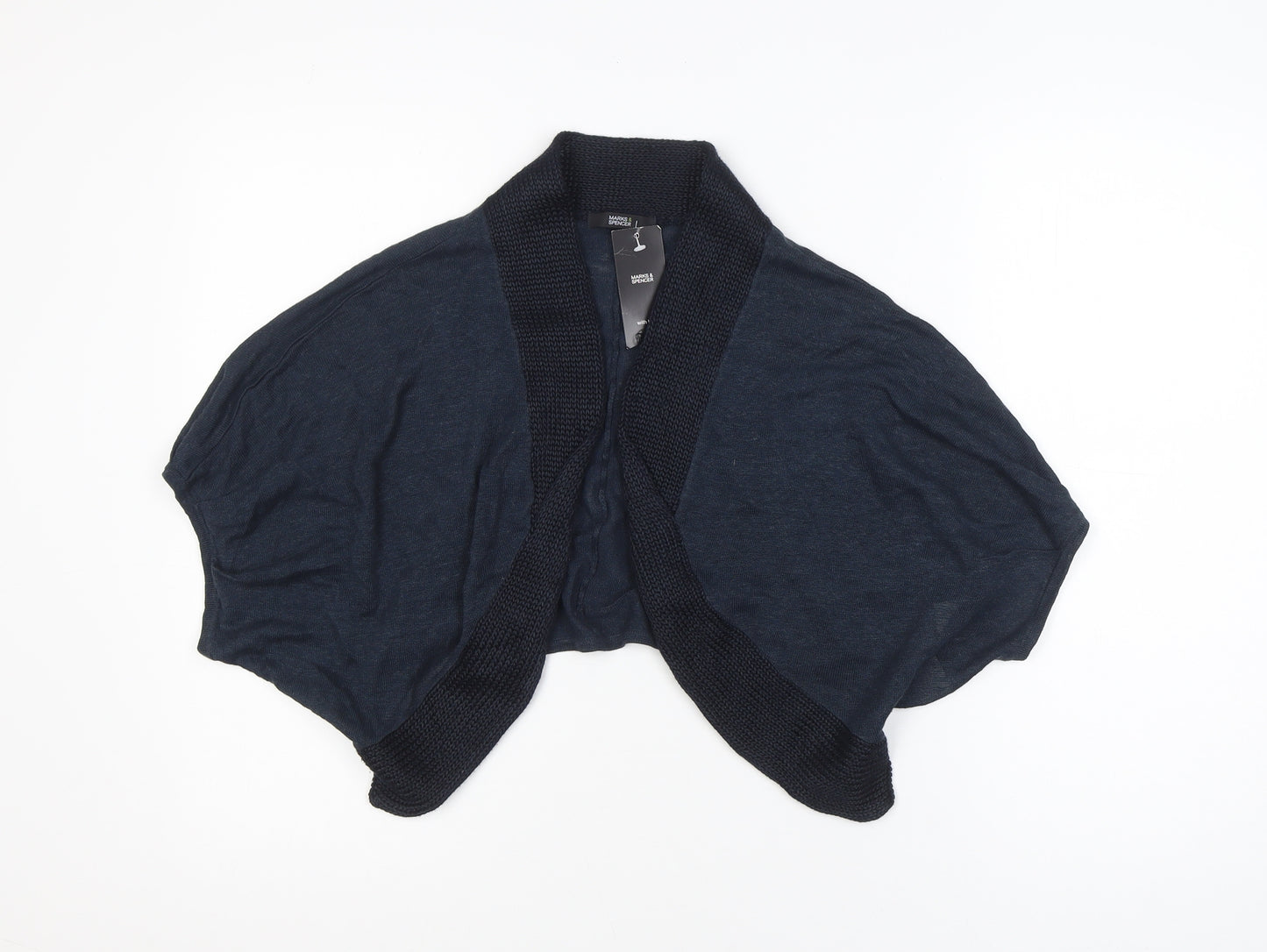 Marks and Spencer Women Blue Knit Shrug Size 14 Relaxed Fit