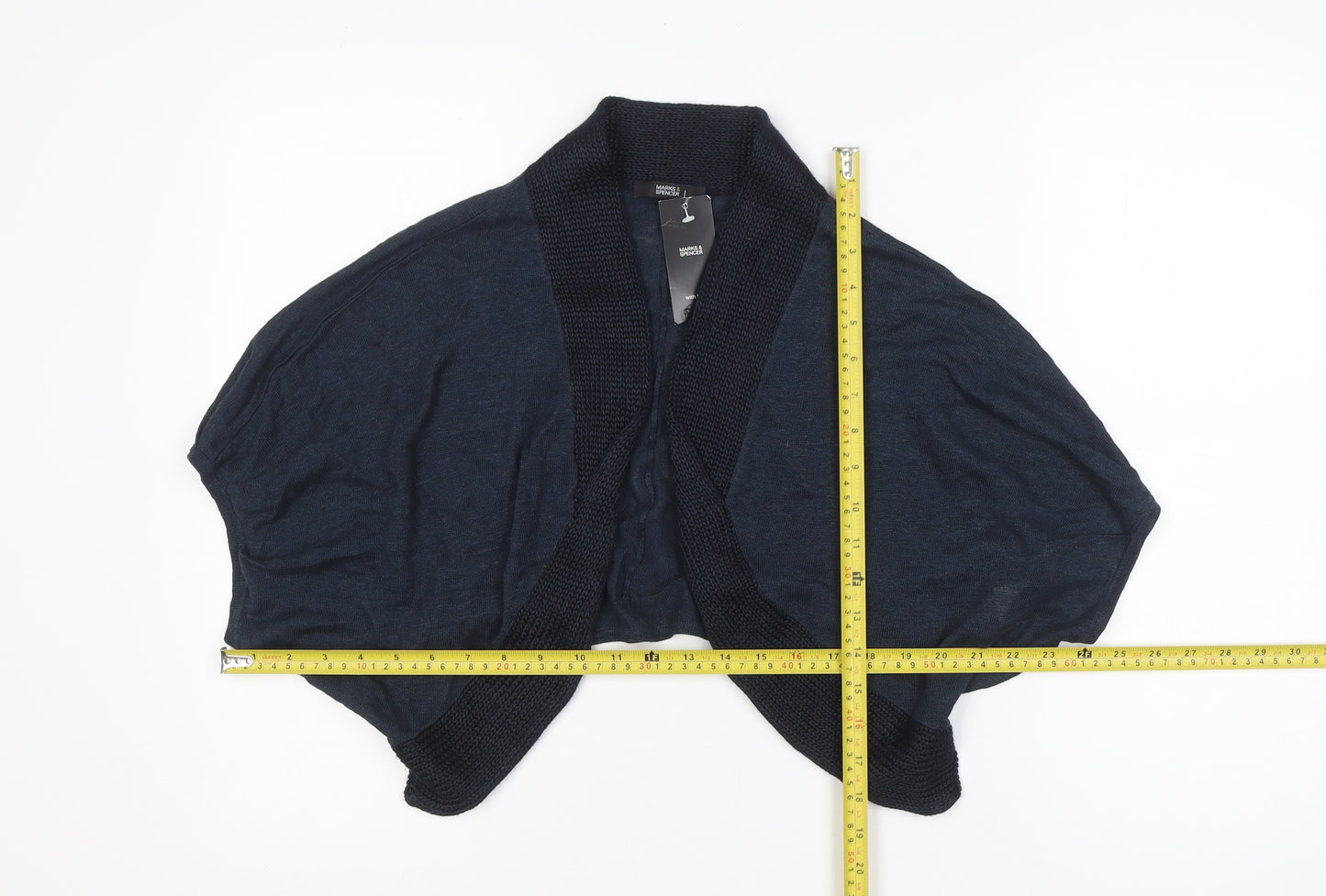 Marks and Spencer Women Blue Knit Shrug Size 14 Relaxed Fit