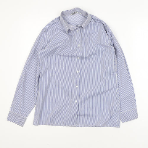 Trutex Women's Blue Striped Button-Up Long Sleeve Shirt Size 8