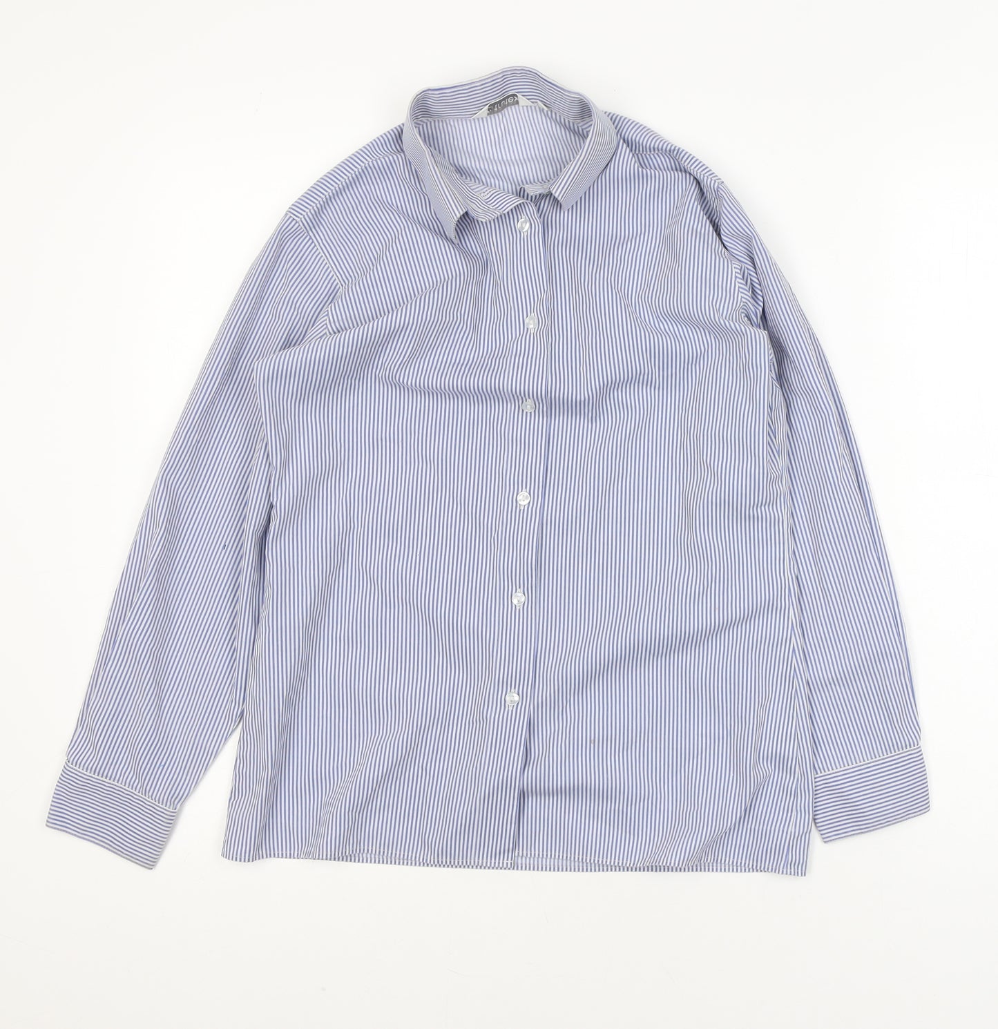 Trutex Women's Blue Striped Button-Up Long Sleeve Shirt Size 8