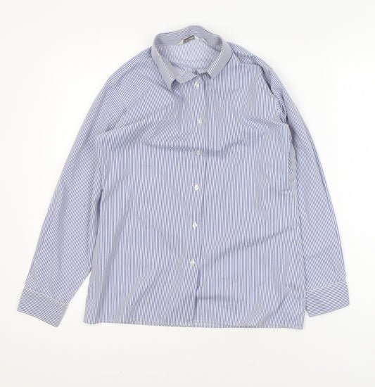 Trutex Women's Blue Striped Button-Up Long Sleeve Shirt Size 8