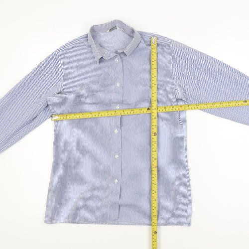Trutex Women's Blue Striped Button-Up Long Sleeve Shirt Size 8