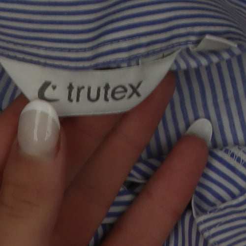 Trutex Women's Blue Striped Button-Up Long Sleeve Shirt Size 8
