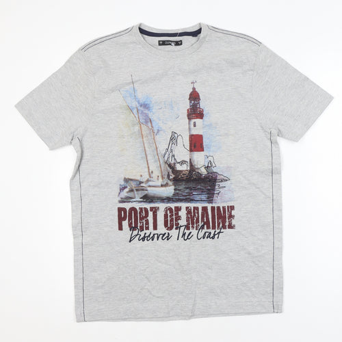 Dunnes Men Grey Port of Maine Graphic Short Sleeve T-Shirt Small