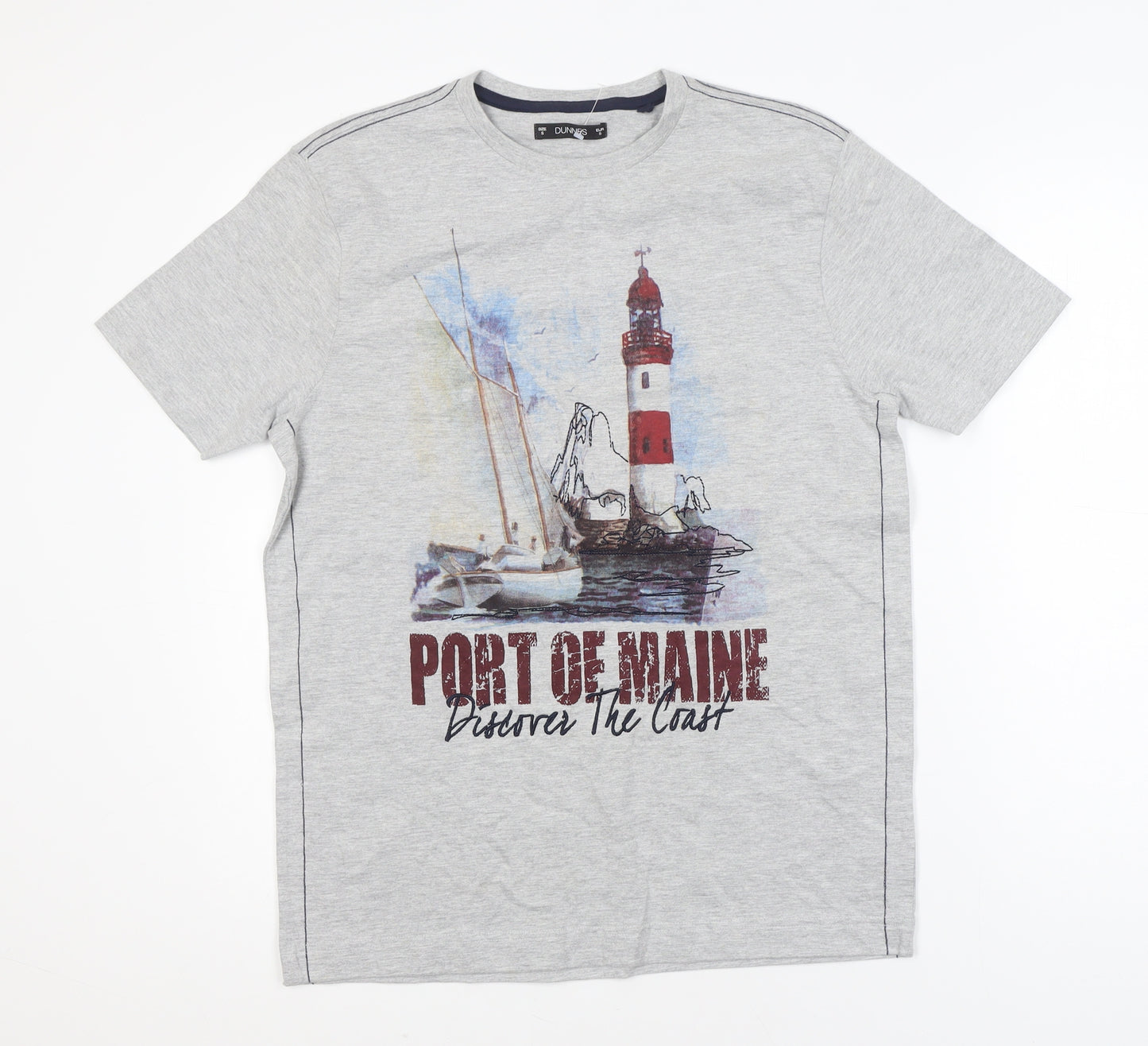Dunnes Men Grey Port of Maine Graphic Short Sleeve T-Shirt Small