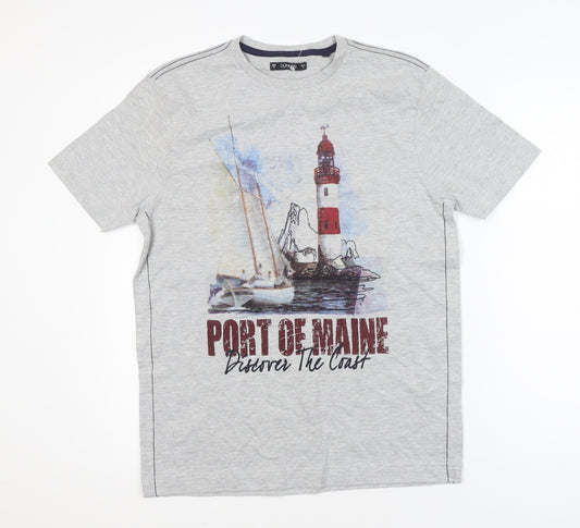 Dunnes Men Grey Port of Maine Graphic Short Sleeve T-Shirt Small