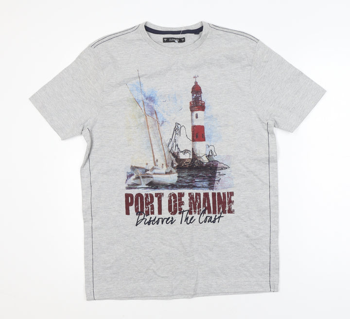Dunnes Men Grey Port of Maine Graphic Short Sleeve T-Shirt Small
