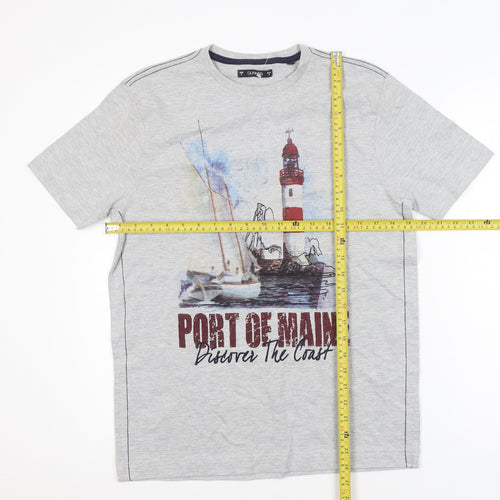 Dunnes Men Grey Port of Maine Graphic Short Sleeve T-Shirt Small