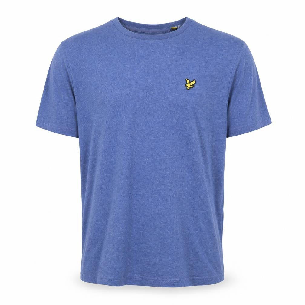 Front view of Lyle & Scott Men's Blue Short Sleeve Crew Neck T-Shirt, size M