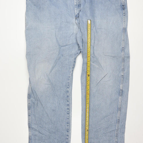 Wrangler Men's Blue 44x32 Regular Fit Straight Denim Jeans