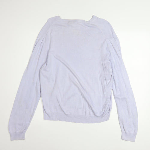Ralph Lauren Men's Purple V-Neck Cotton Jumper M Classic Fit