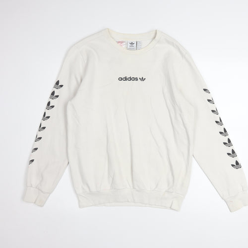 Adidas Boys Beige Crew Neck Pullover Sweatshirt L 13-14 Years