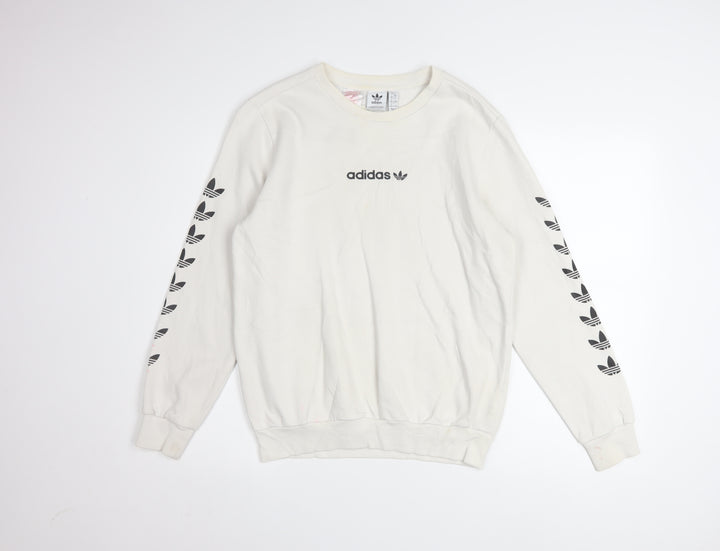 Adidas Boys Beige Crew Neck Pullover Sweatshirt L 13-14 Years