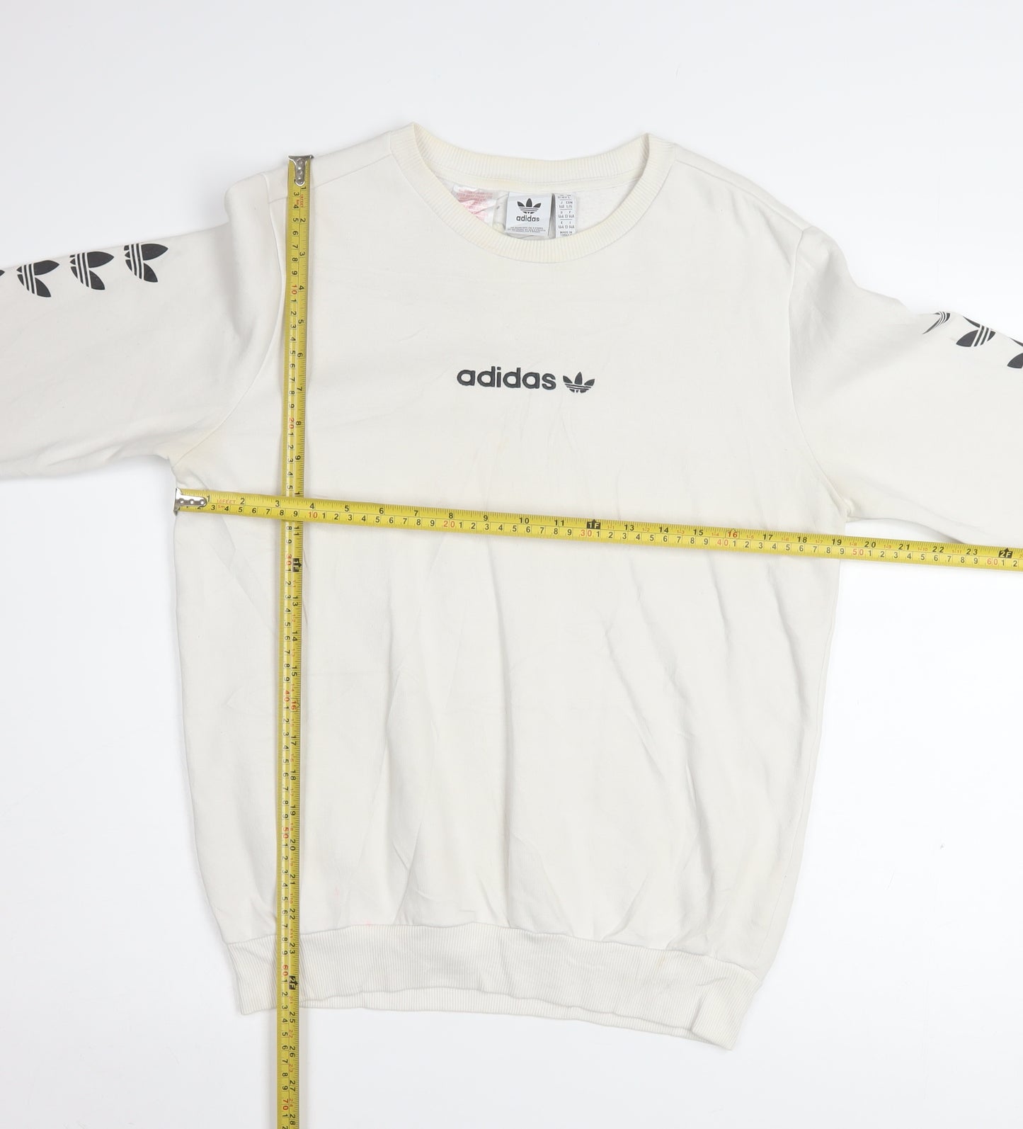 Adidas Boys Beige Crew Neck Pullover Sweatshirt L 13-14 Years