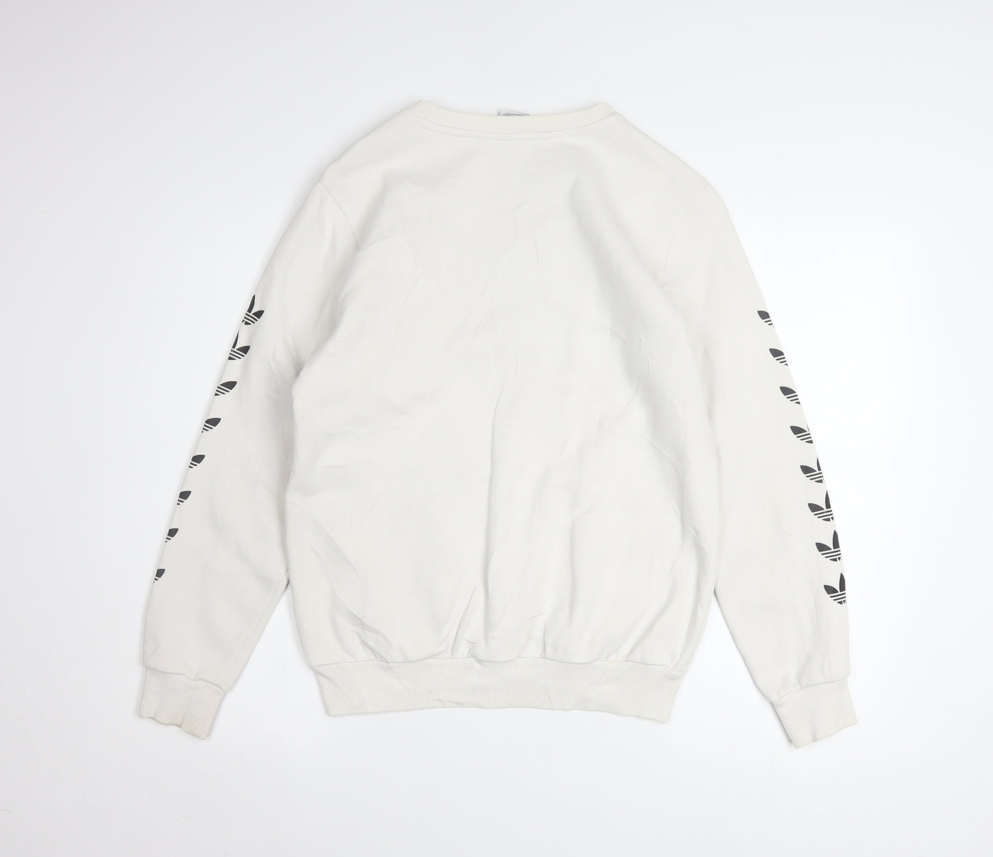 Adidas Boys Beige Crew Neck Pullover Sweatshirt L 13-14 Years