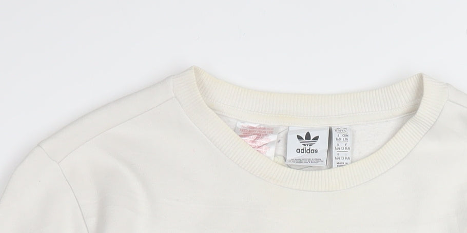 Adidas Boys Beige Crew Neck Pullover Sweatshirt L 13-14 Years
