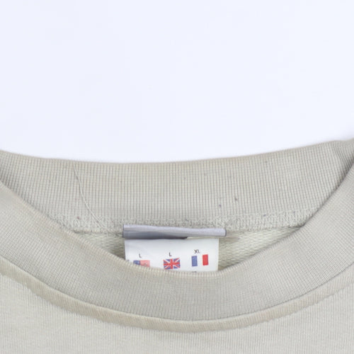 Reebok Men's Beige Crew Neck Pullover Sweatshirt L