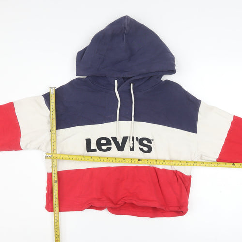 Levi's Women's Red White Blue Cropped Hoodie XS Cotton Colourblock