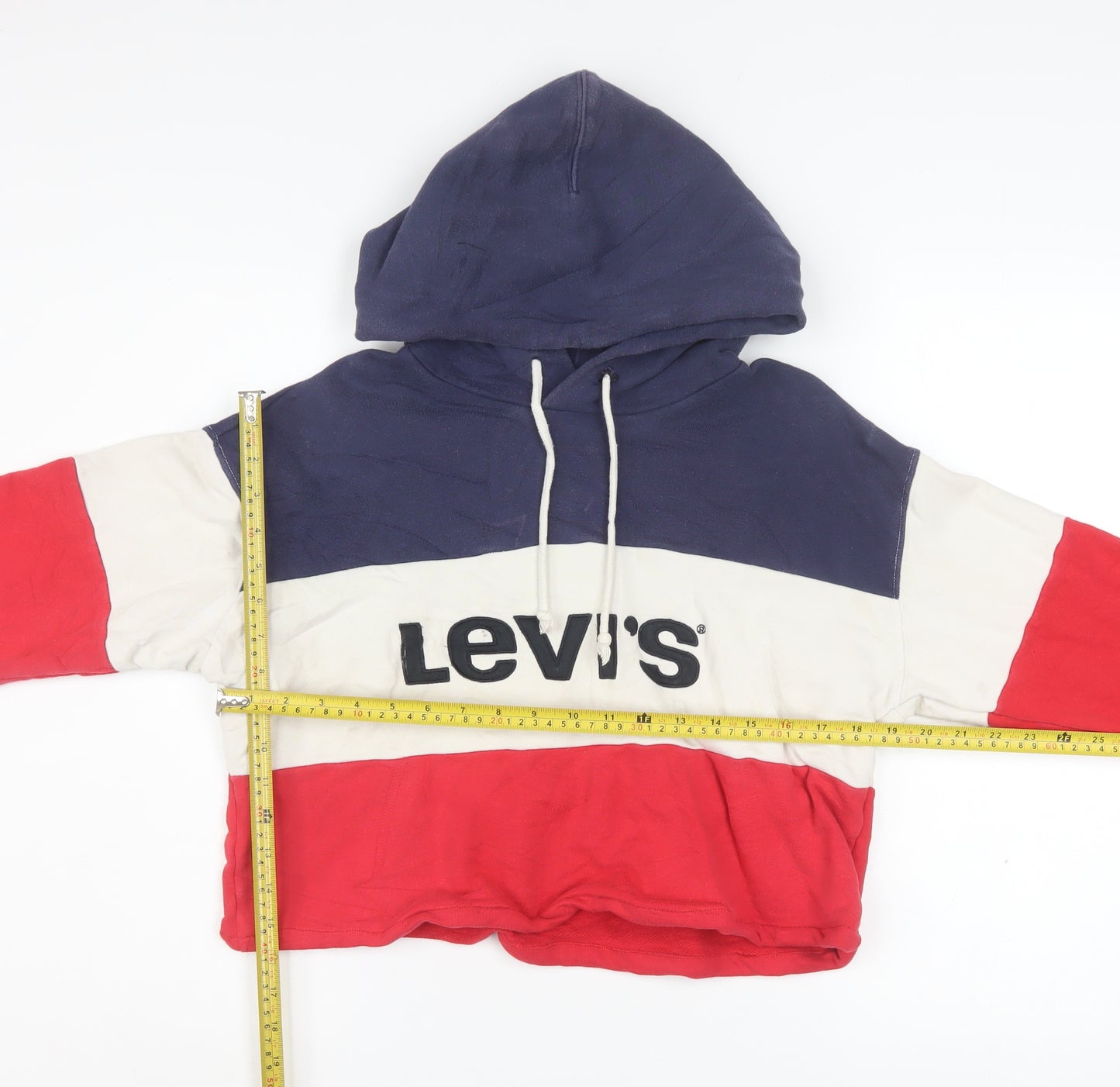 Levi's Women's Red White Blue Cropped Hoodie XS Cotton Colourblock
