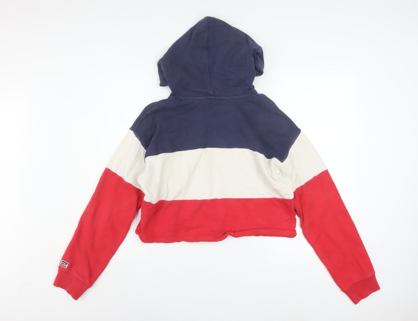 Levi's Women's Red White Blue Cropped Hoodie XS Cotton Colourblock