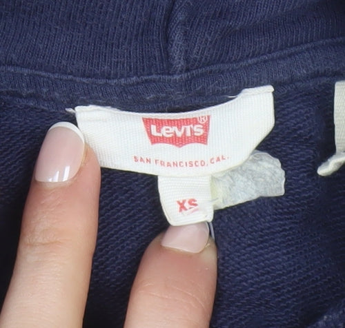 Levi's Women's Red White Blue Cropped Hoodie XS Cotton Colourblock