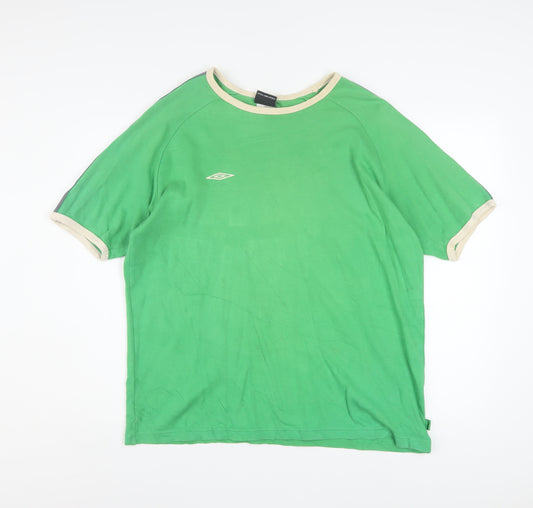 Umbro Men's Green Short Sleeve Retro Sports T-Shirt Size L