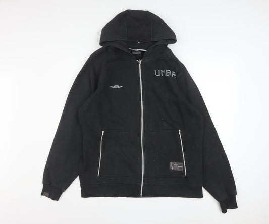 Umbro Men's Black Full Zip Hoodie L Sports Fleece Jacket