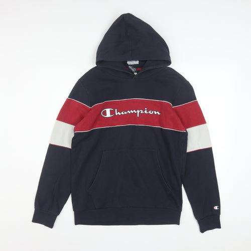 Champion Boys Navy Red Colourblock Pullover Hoodie Size 13-14 Years