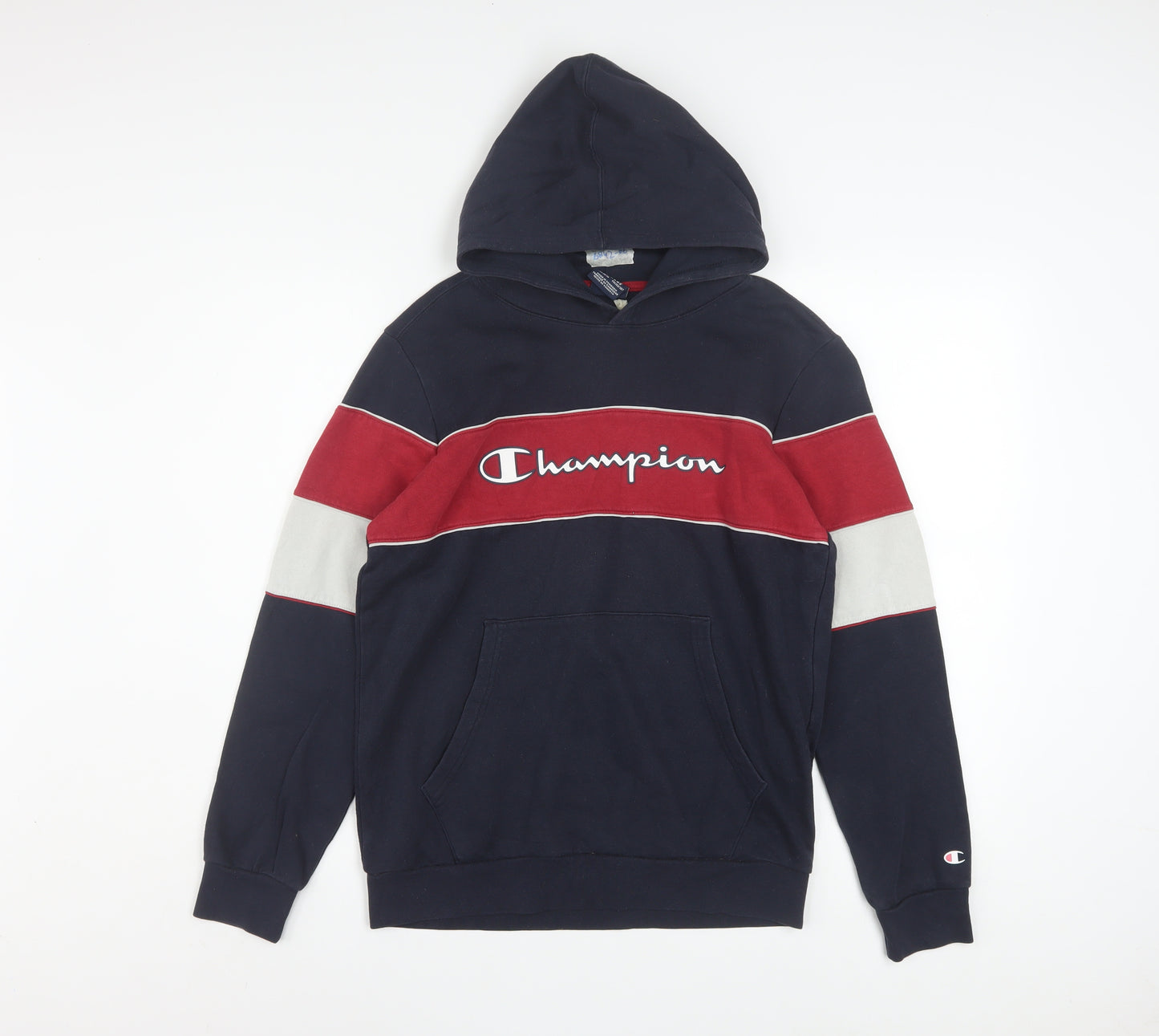 Champion Boys Navy Red Colourblock Pullover Hoodie Size 13-14 Years