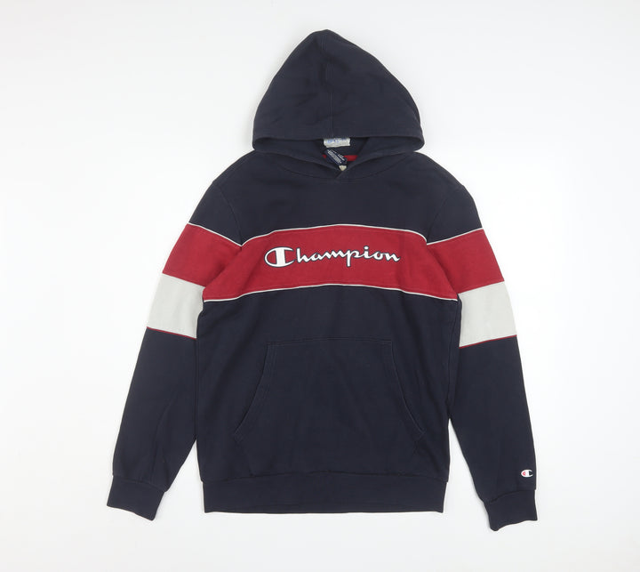 Champion Boys Navy Red Colourblock Pullover Hoodie Size 13-14 Years