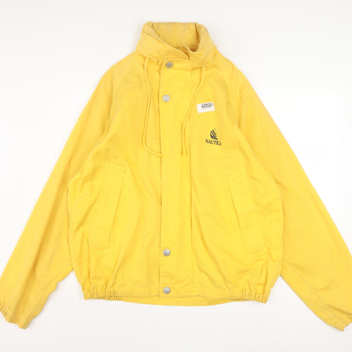 Nautica Men's Yellow Cotton Windbreaker Jacket L Retro Hooded