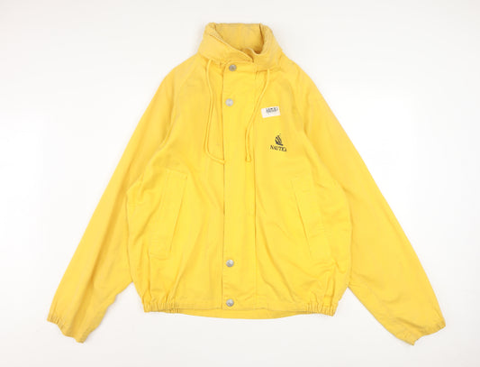 Nautica Men's Yellow Cotton Windbreaker Jacket L Retro Hooded