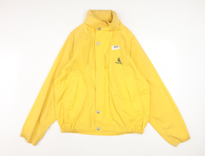 Nautica Men's Yellow Cotton Windbreaker Jacket L Retro Hooded