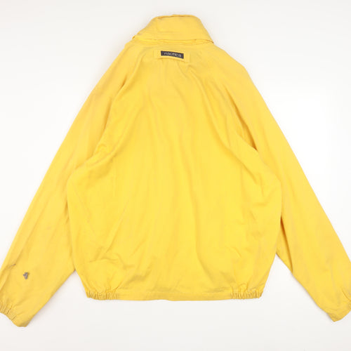 Nautica Men's Yellow Cotton Windbreaker Jacket L Retro Hooded
