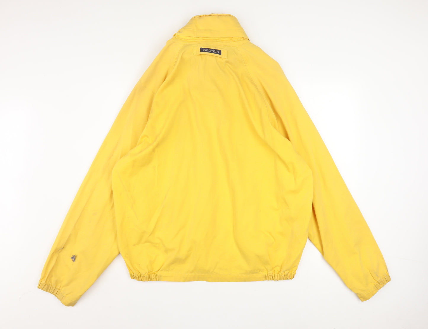 Nautica Men's Yellow Cotton Windbreaker Jacket L Retro Hooded